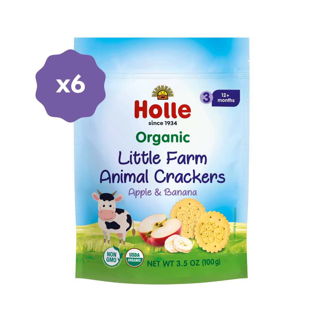Holle Organic Little Farm Animal Crackers - Apple &amp; Banana