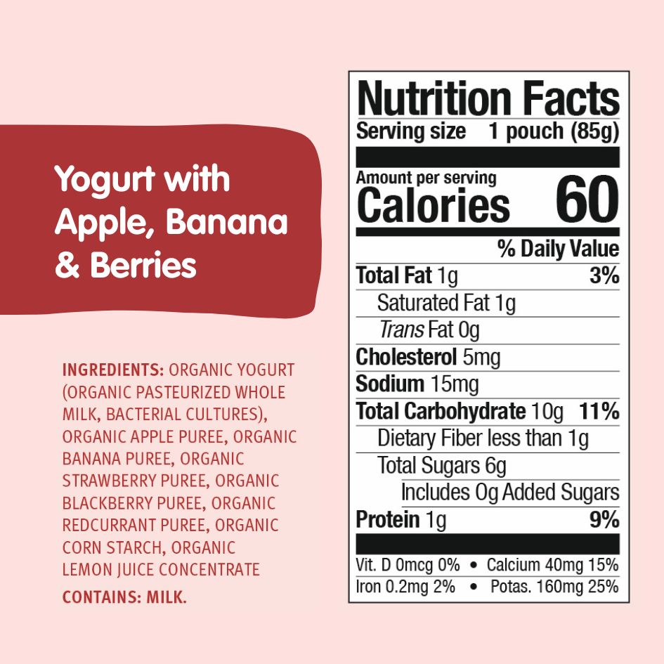 apple banana and berries yogurt ingredients and nutrition facts