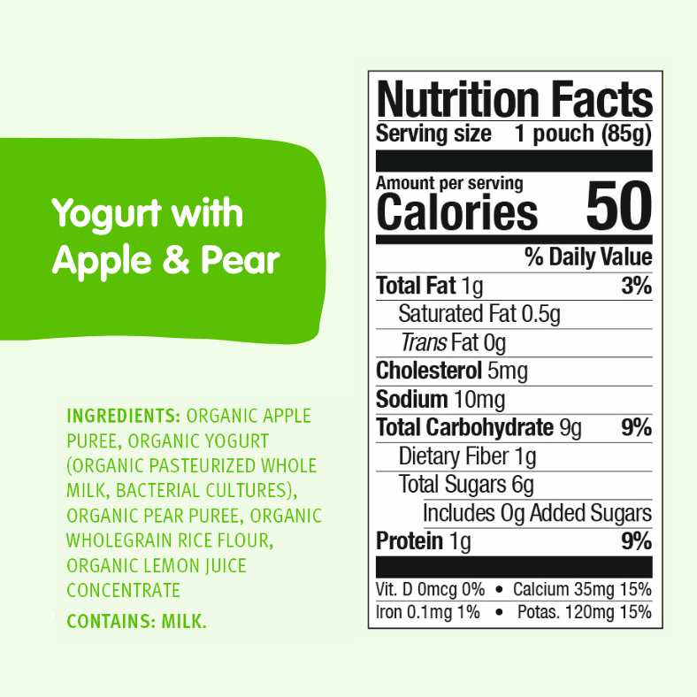 apple pear yogurt ingredients and nutrition facts