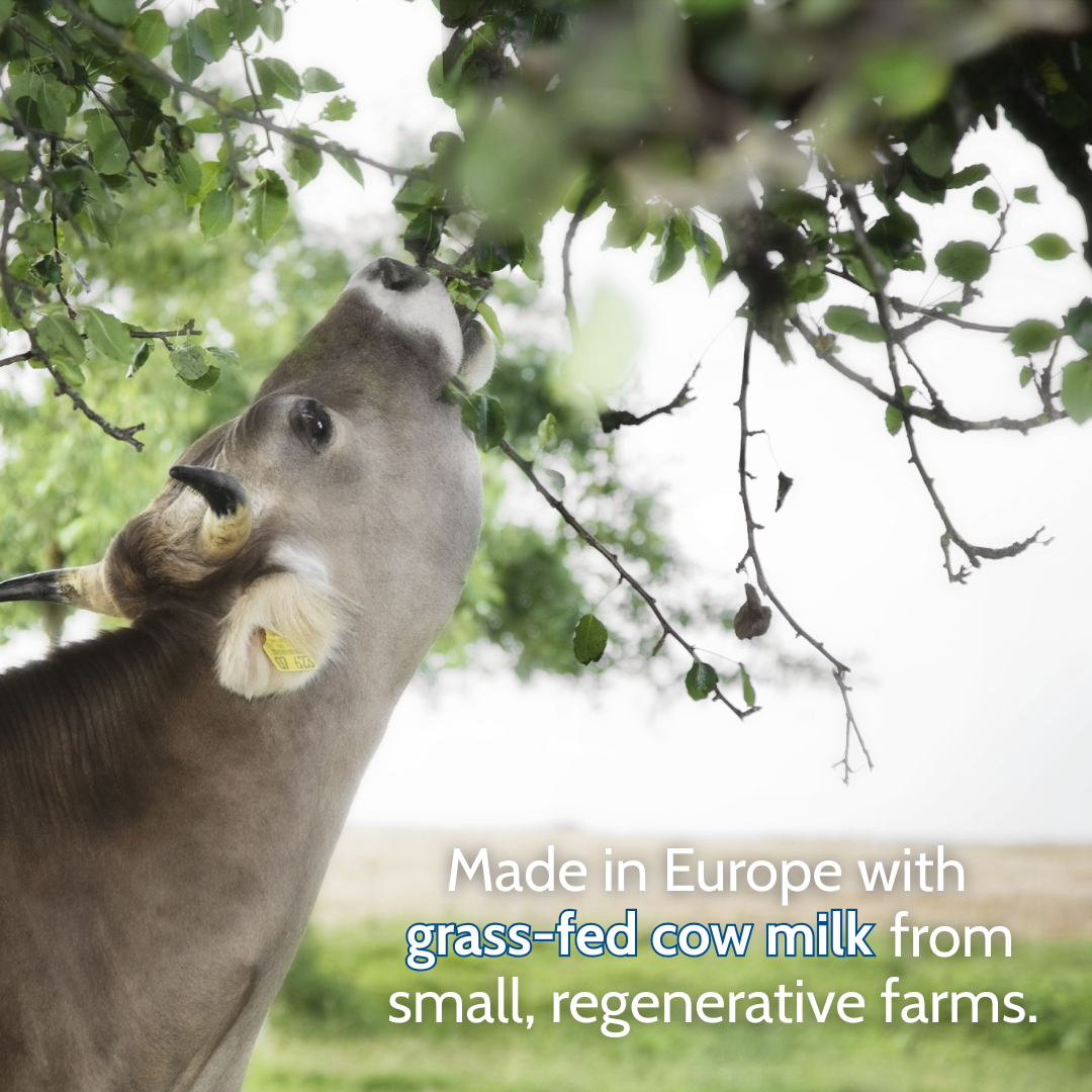 made in Europe with grass-fed cow milk from small regenerative farms