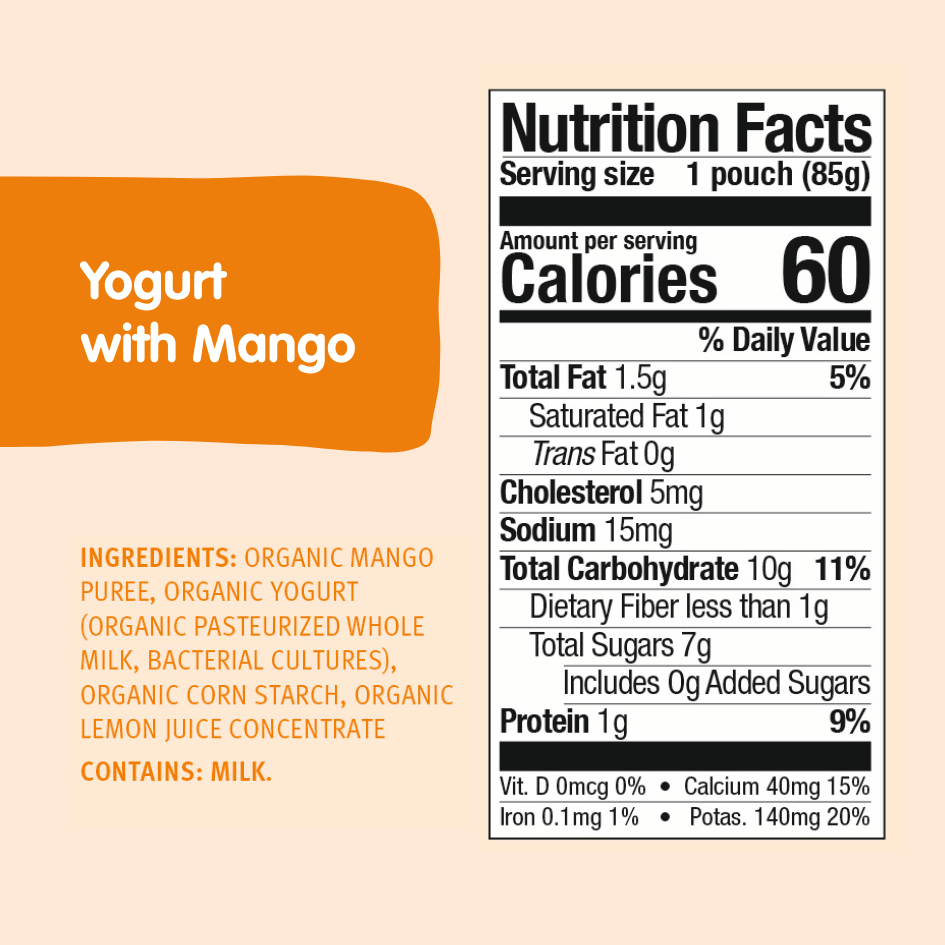 yogurt with mango ingredients and nutrition facts