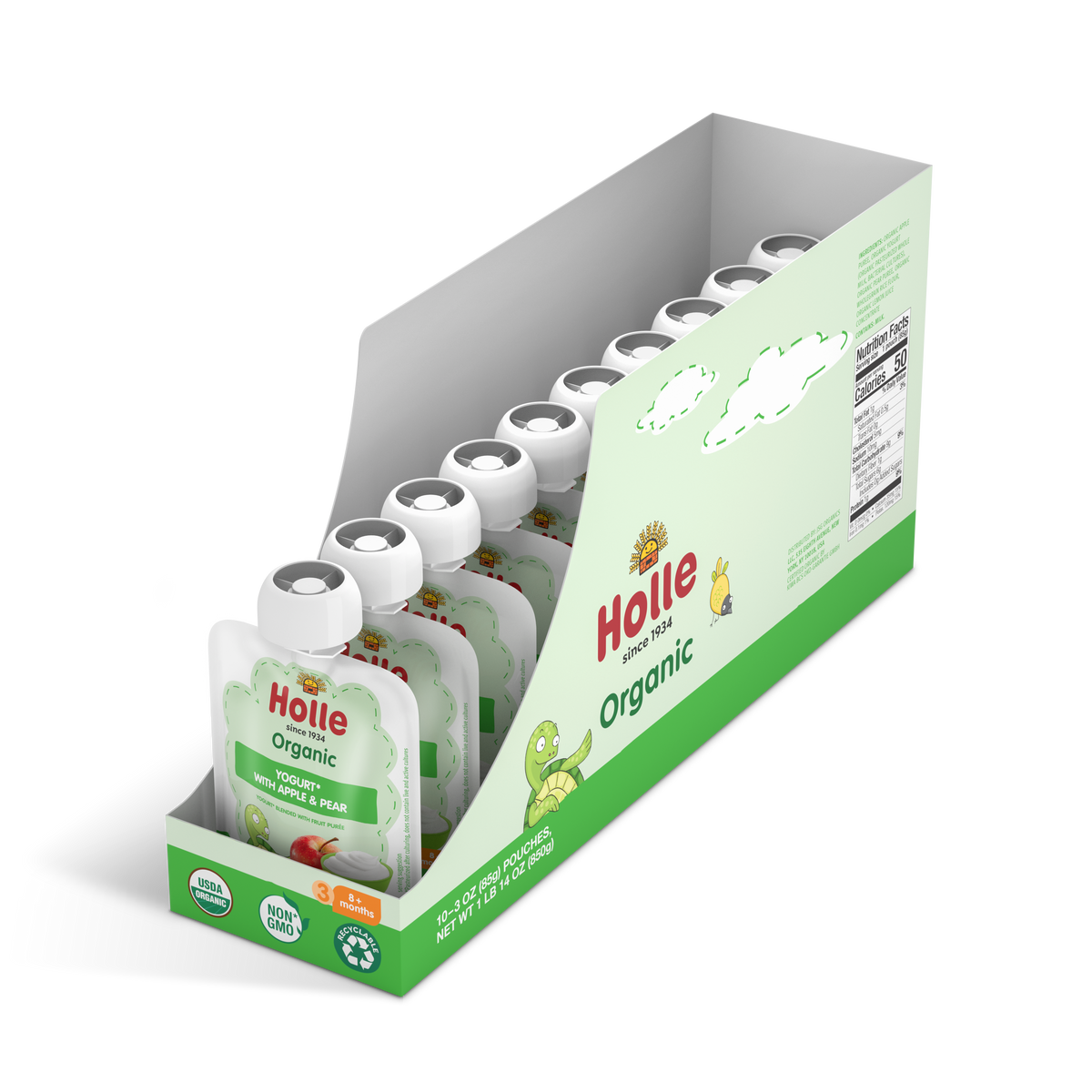 Organic Yogurt with Apple &amp; Pear: open 10-pack box