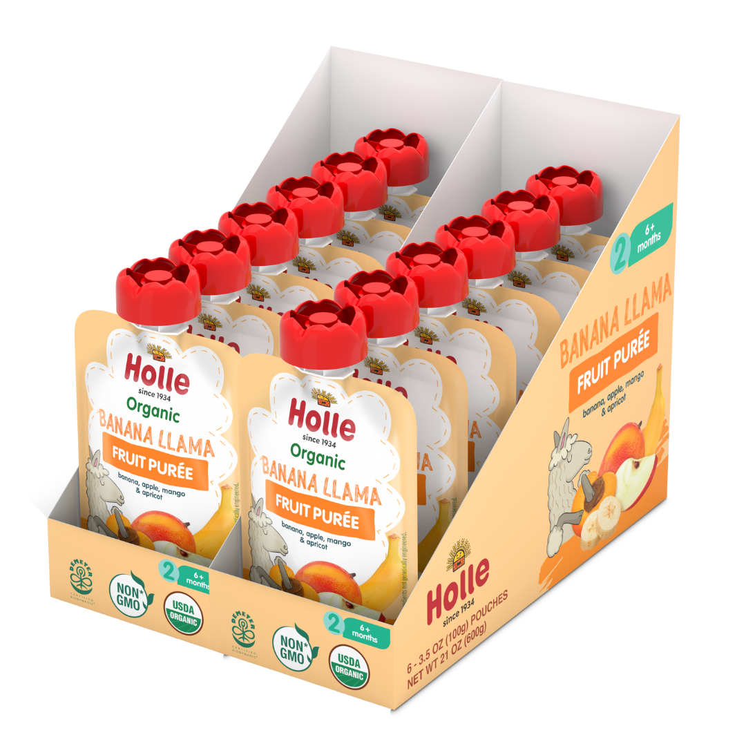 Holle Baby Food Pouches - Organic Fruit Puree - Banana Llama