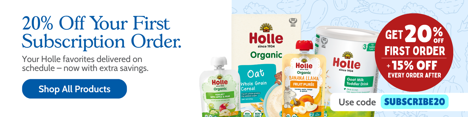 20% off your first subscription order with code subscribe20