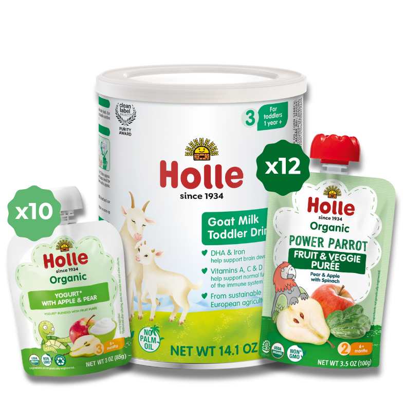 Goat &amp; Greens Variety Bundle: Goat Milk, Power Parrot, Apple &amp; Pear Yogurt