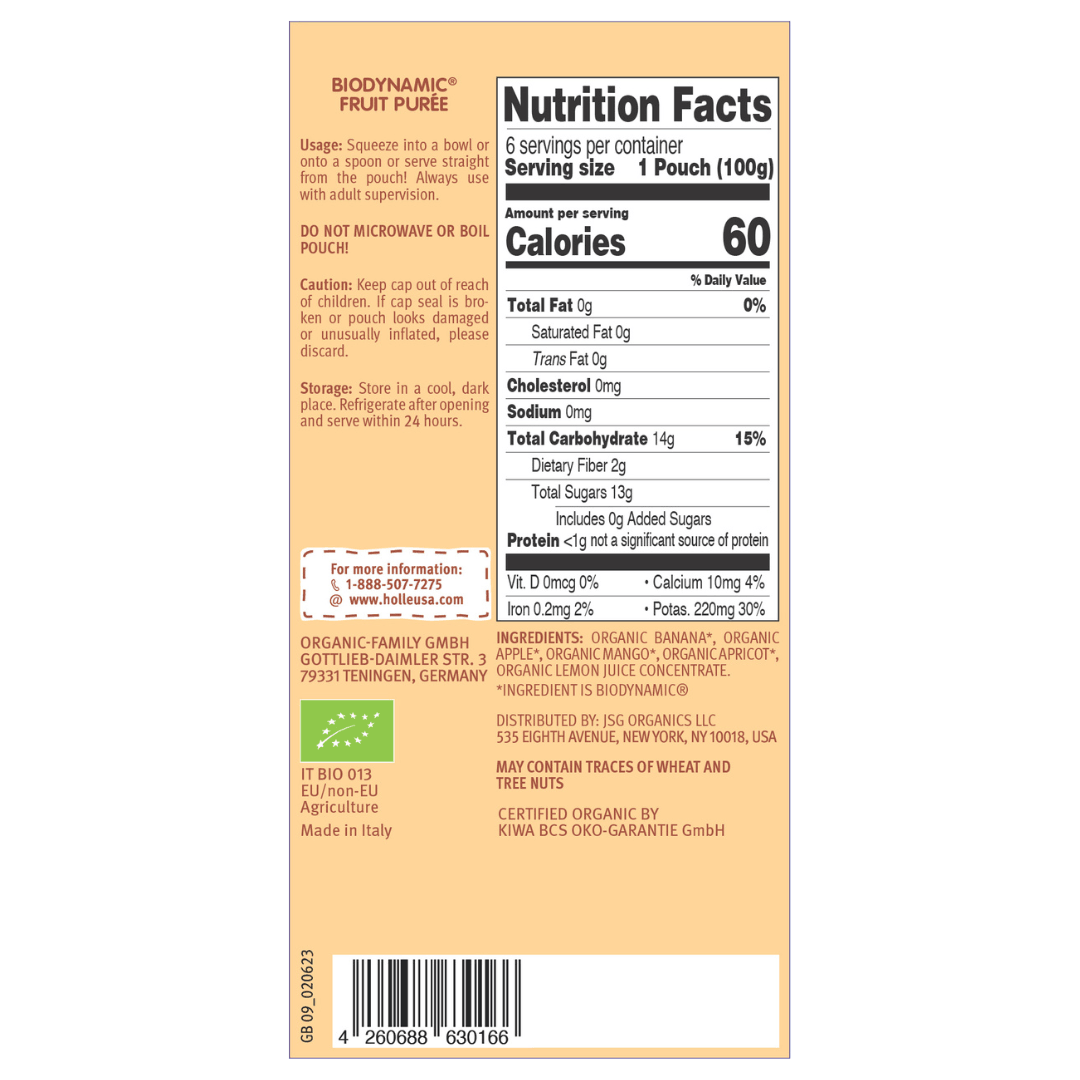 Holle Baby Food Pouches - Organic Fruit Puree - Banana Llama