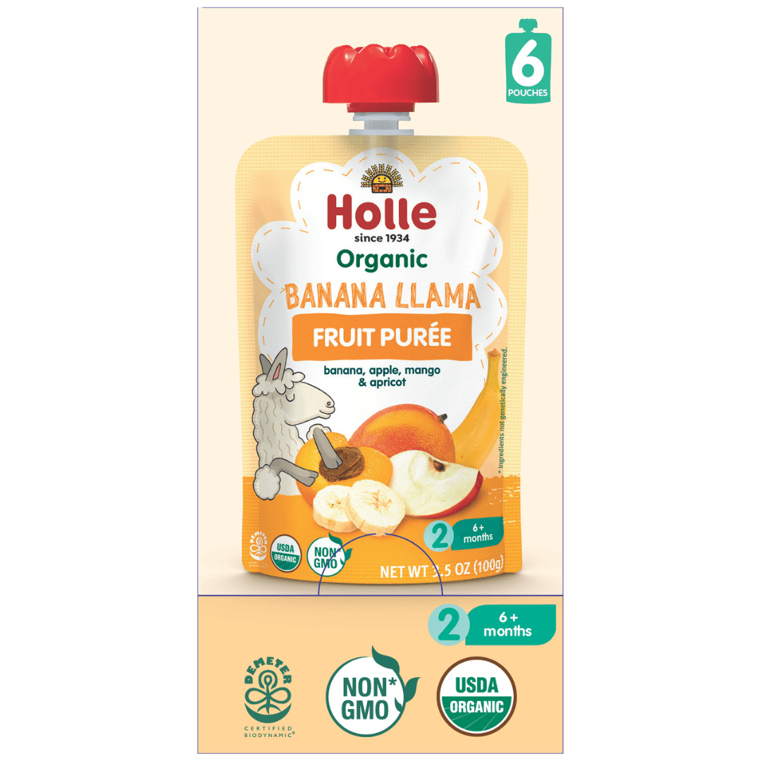 Holle Baby Food Pouches - Organic Fruit Puree - Banana Llama