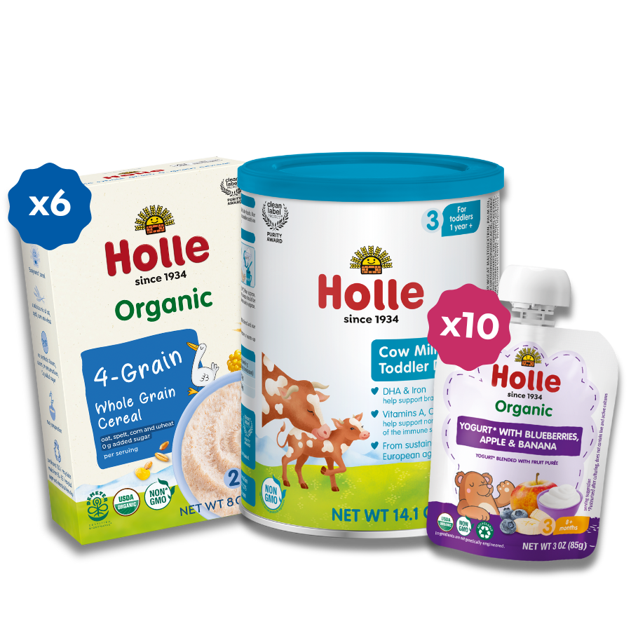 Classic Cow Breakfast Bundle: Cow Milk, 4-Grain, Blueberries, Apple &amp; Banana Yogurt