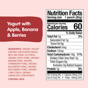 Yogurt with Apple, Banana, Berries ingredients and nutrition facts