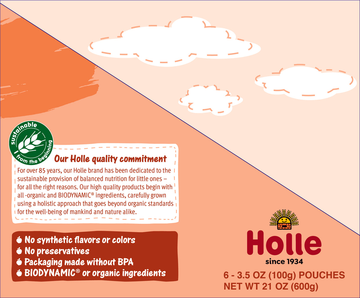 Holle Baby Food Pouches - Organic Fruit &amp; Veggie Puree - Carrot Cat