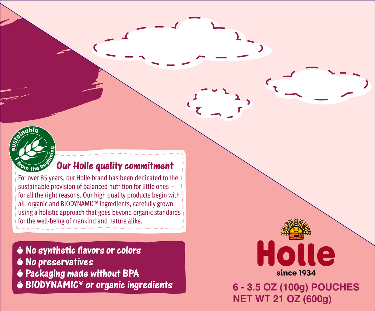 Holle Baby Food Pouches - Organic Fruit &amp; Veggie Puree - Zebra Beet