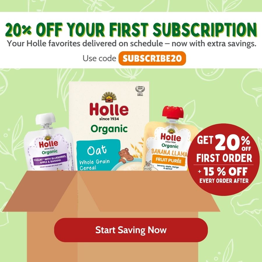 20% off your first subscription! Your Holle favorites delivered on schedule -- now with extra savings. Use code SUBSCRIBE20 at checkout.