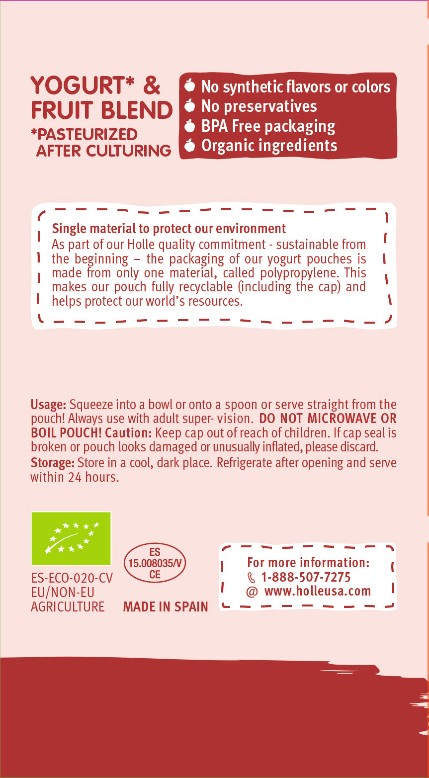 Yogurt with Apple, Banana and Berries: back of box