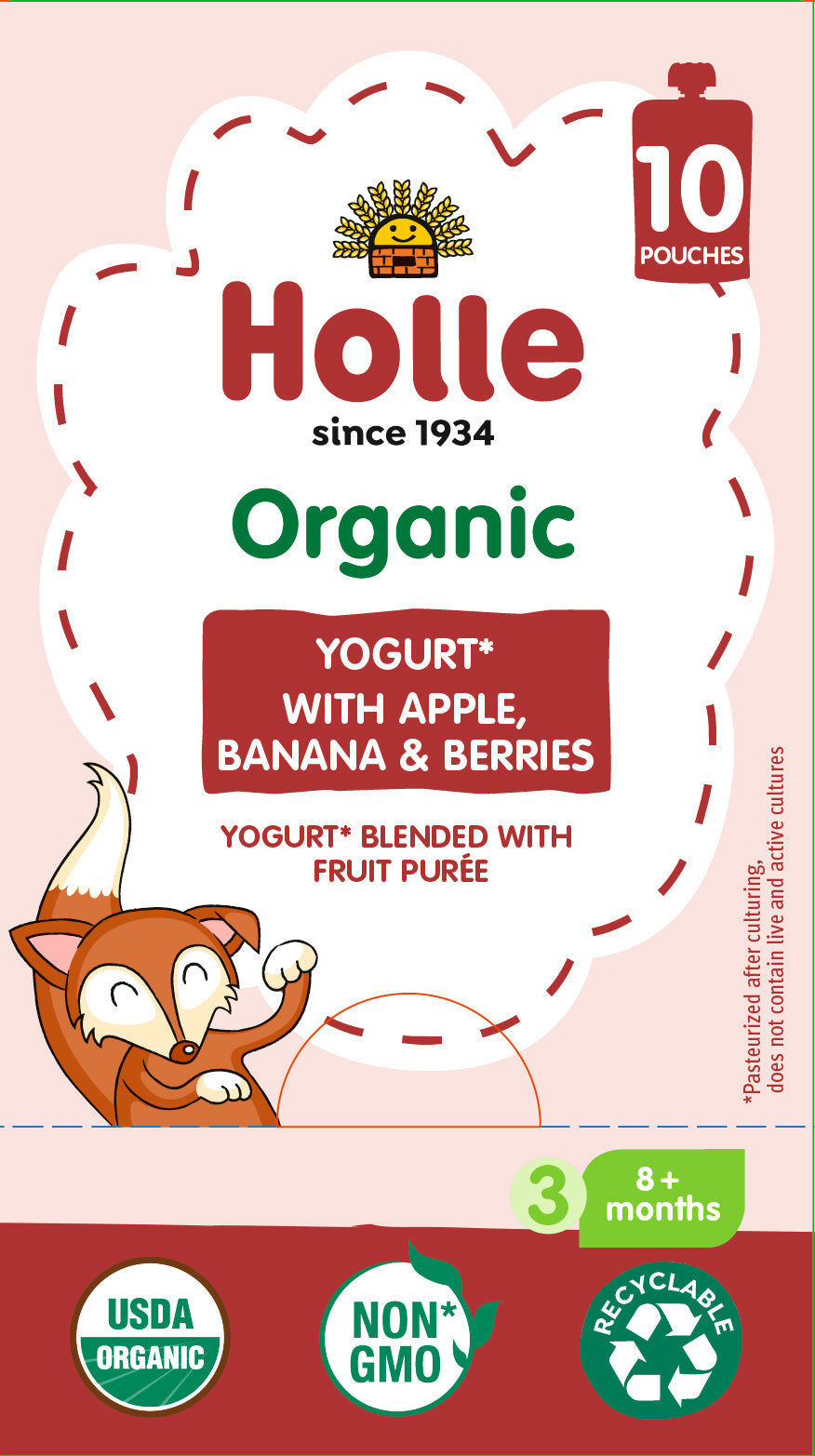 Holle Organic Yogurt Pouches - Apple, Banana &amp; Berries