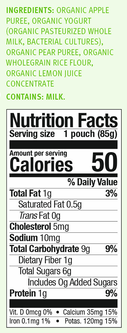 Organic Yogurt with Apple &amp; Pear: nutrition facts and ingredients