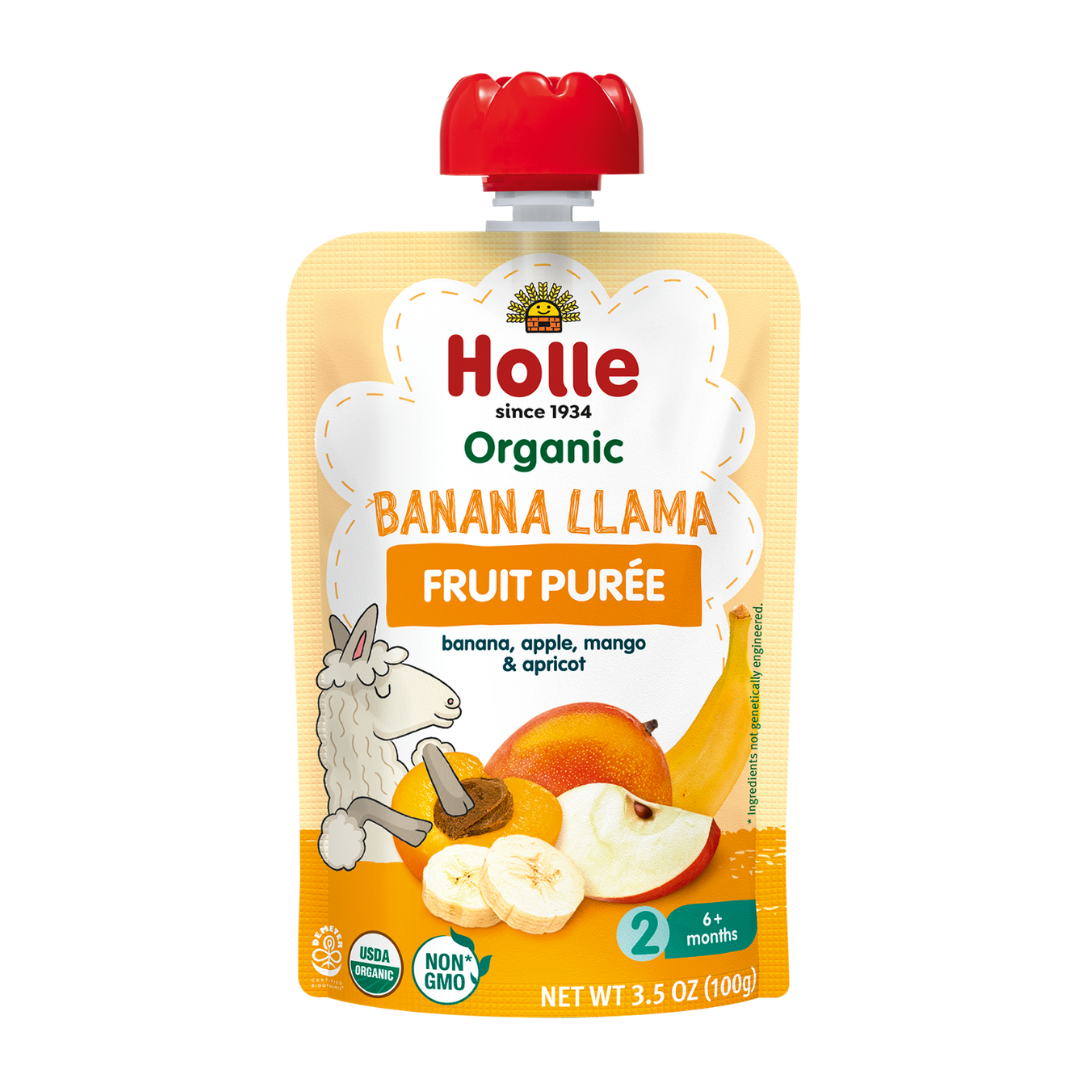 banana llama fruit purée pouch