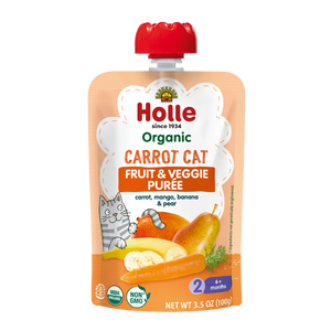 carrot cat fruit and veggie purée pouch