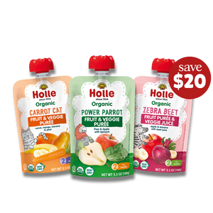 save $20 on the Holle fruit and veggie pouches bundle