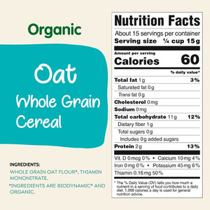oat cereal nutrition facts and ingredients