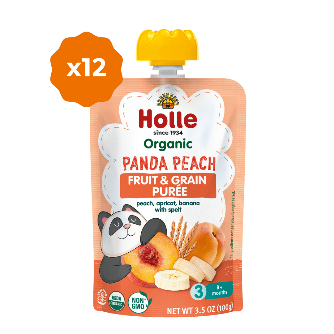 Holle Organic Fruit & Grain Pouches | Biodynamic Panda Peach