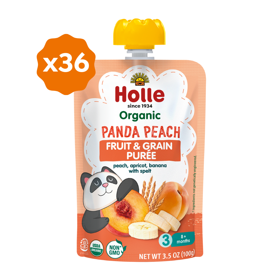 Holle Organic Fruit & Grain Pouches | Biodynamic Panda Peach
