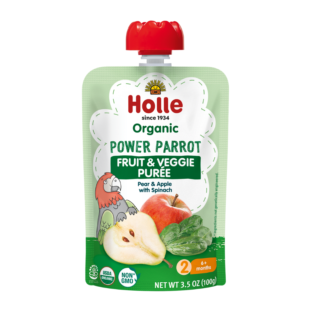 Holle Organic Fruit & Veggie Pouches | Biodynamic Power Parrot