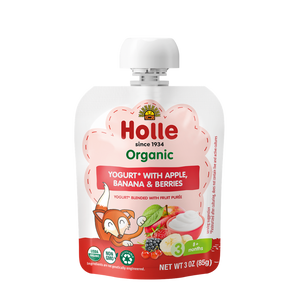 yogurt pouches with apple banana and berries